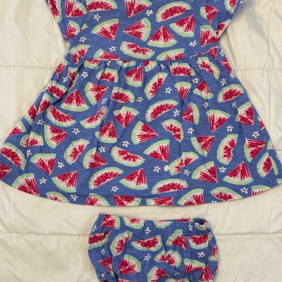 Hatley Watermelon Cotton Puff Dress 18/24M - Picture 3 of 6